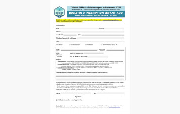 Fiche d'inscription