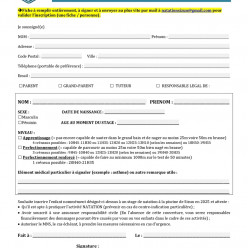 Fiche d'inscription